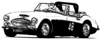 Linedrawing of the black & white car